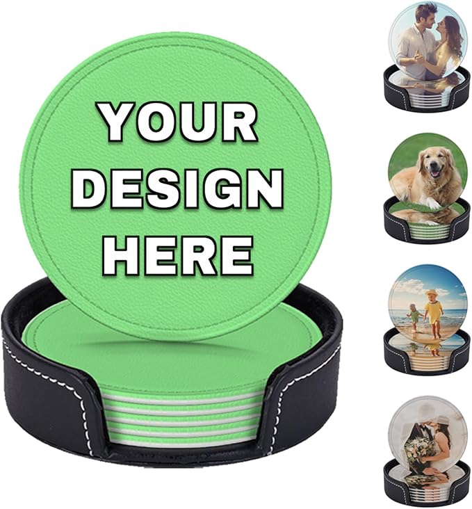 Customized Coasters for Drinks Leather Drink Coaster by YHPHRTA