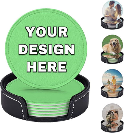 Customized Coasters for Drinks Leather Drink Coaster by YHPHRTA
