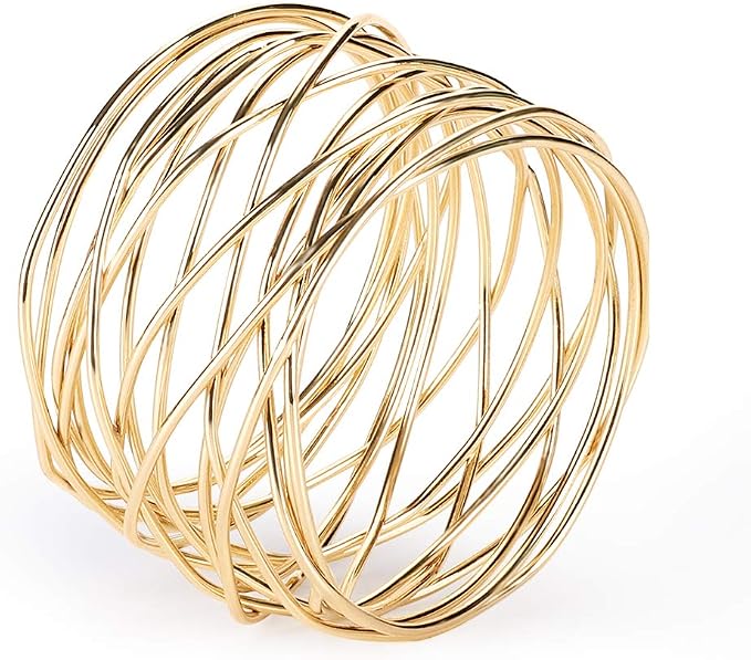 Accmor Napkin Rings, Metal Gold Round Napkin Rings Buckles - Image 3