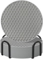 Coasters Set of 6,Coasters for Drinks,Coffee Table Decor Coaster with Holder,Suitable for Kinds Cup,Anti-SLI,Heat-Resisting,Silicone Cup Coaster and Living Room Decor(6 Pcs, Gray)