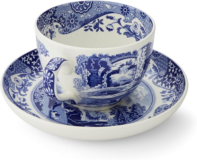 Portmeirion Spode Blue Italian Teacup and Saucer, 20-ounce Capacity, Jumbo Tea - Image 7