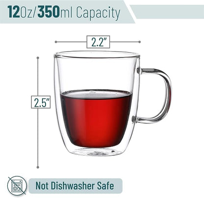 BTaT- Double Walled Glass Coffee Mugs, 12 oz, Glass Coffee Cups - Image 3