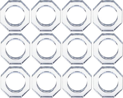 ALPHA Living HOME Acrylic Napkin Rings Set of 12 - Crystal Decorative Serviette Holders Ideal Décor for Weddings, Family Gatherings, Formal Dinners, Banquets & Everyday Dining (Transparent)