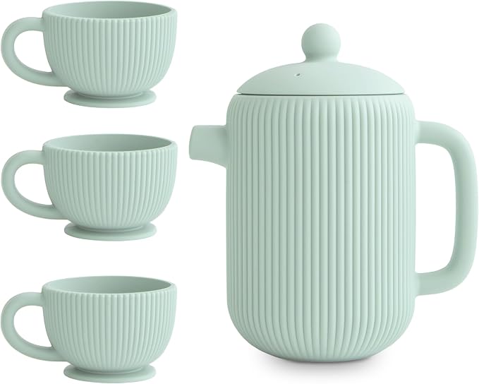 mushie Silicone Baby Tea Play Set | 4 Pieces Kitchen Play Toys by mushie