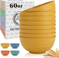 Sunshine Yellow Bowl Set of 8, 60 Oz Large Wheat Straw Bowls, Unbreakable Big by HOMIENLY