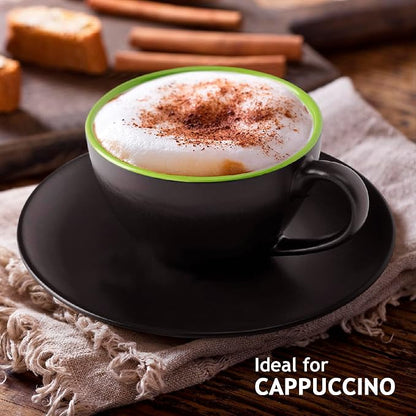 MIAMIO - Set of 6, Ceramic Stackable Cappuccino Cups Set / 6 Ounce Cappuccino - Image 4