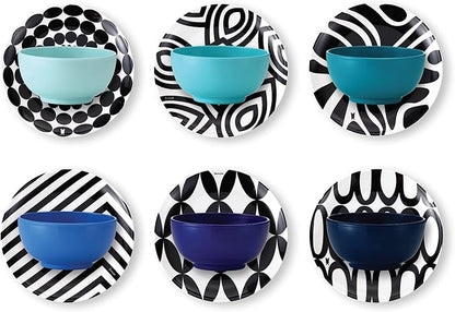 French Bull Melamine Mini Bowls, 6-Piece Set, Small Serving Bowl – Snack, Condiment, Dip, Dessert, Ice Cream – Shatter Proof, Food-Safe, BPA Free, Dishwasher Safe, 4” 10 oz - Shades of Blue
