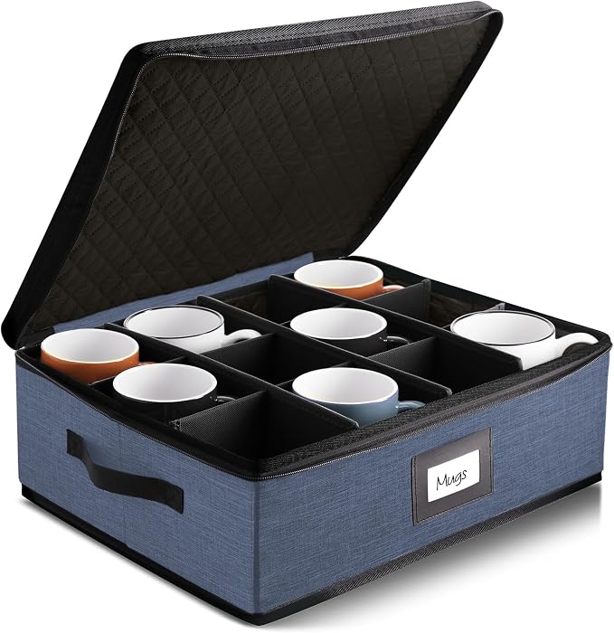 Hearth & Harbor Coffee Mug Storage, Quilted and Stackable Coffee Cup Storage by HearthHarbor