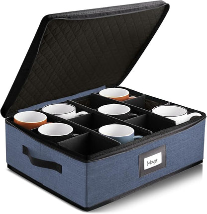 Hearth & Harbor Coffee Mug Storage, Quilted and Stackable Coffee Cup Storage by HearthHarbor