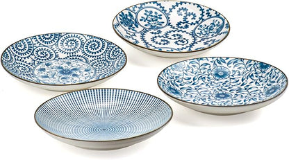 Foraineam Set of 4 Blue and White Porcelain Serving Plates Floral Dinner - Image 5