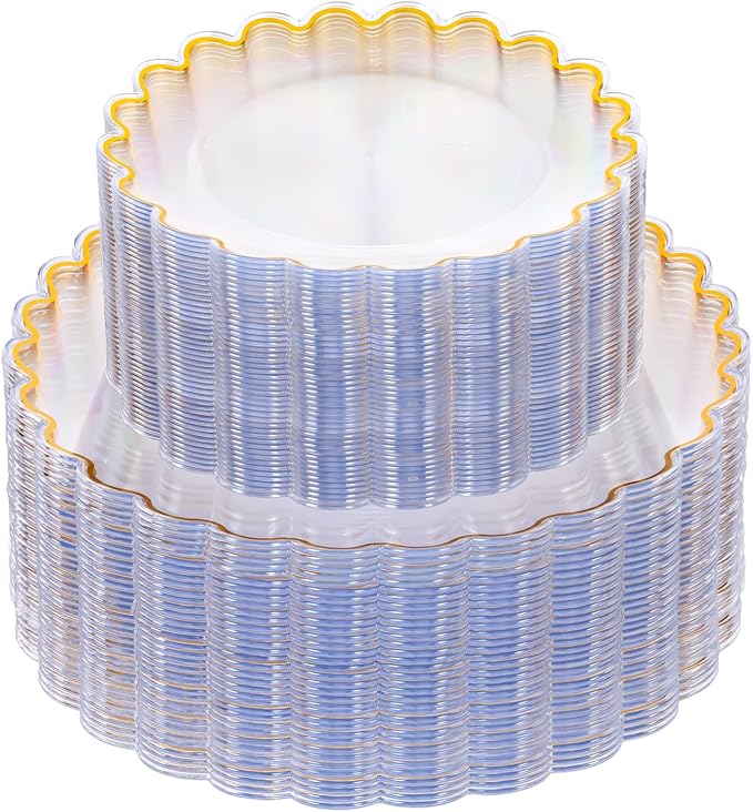 LIYH 100 Pcs Heavy Duty Clear Plastic Plates by LIYHLoveinyourheart