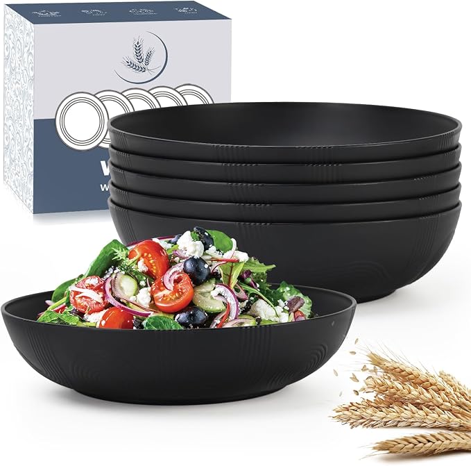 10inch Wheat Straw Big Bowls Set of 6 by WROVA