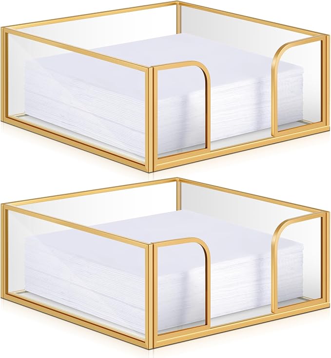 LemonRoad 2 Pcs Square Gold Napkin Holder by Unknown