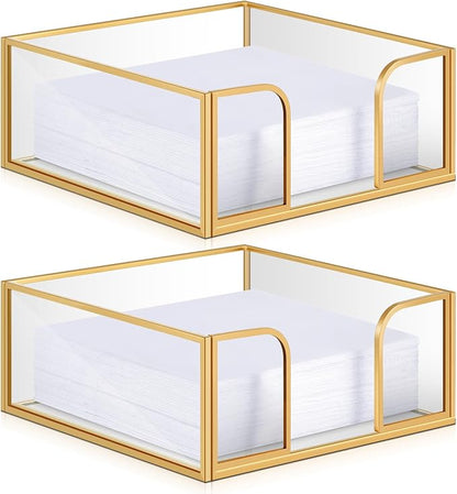 LemonRoad 2 Pcs Square Gold Napkin Holder by Unknown