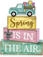 Moucuny 4 Pcs Spring Table Decor Wooden Blue Truck Decoration Flower by Moucuny