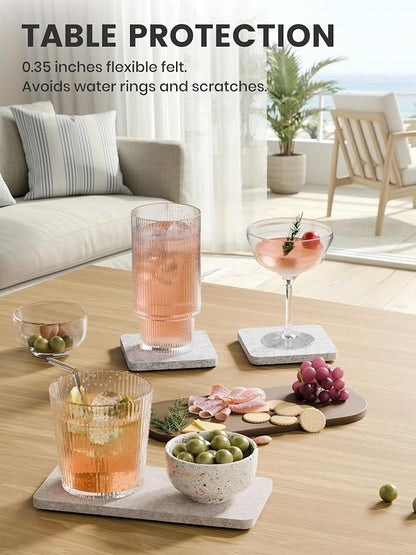 Fluxynara Felt Coasters for Drinks, Mixed Sizes, Oatmeal & Light Gray | 8 x 4 - Image 4