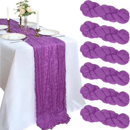 6 Pack 10Ft Purple Cheesecloth Table Runner 23 x 120 Inch | Gauze Rustic Boho by CKIKU