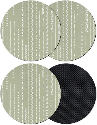 Sage Green Coasters Set of 4, Absorbent Coasters by Unknown