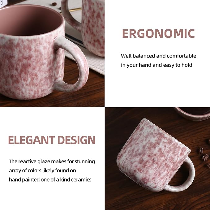 MONITO 12 OZ Coffee Mugs Set of 4, Ceramic Coffee Mugs, Modern Coffee Mugs Set - Image 4