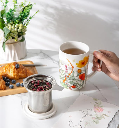 AmorArc Tea Cup With Infuser and Lid, 18oz Loose Leaf Tea Mug With Steeper | - Image 5