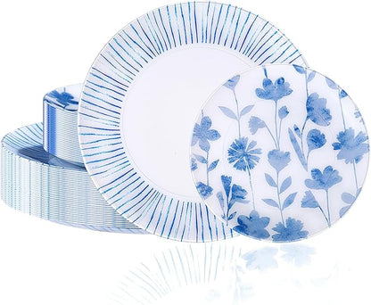 U-QE 50Pcs Blue Plastic Plates by U-QE