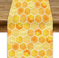 Honeycomb Bee Table Runner, Cute Abstract Geometric Yellow Honeycombs Print by JanJCurt