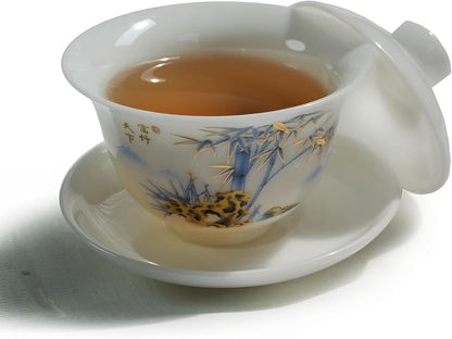 Liang baobao Ice Jade White Porcelain Gaiwan, 5oz Teacup Suet-fat Jade - Image 2