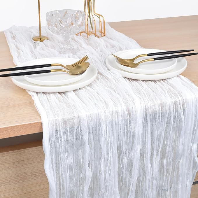 Ivory Cheesecloth Table Runner Cheese Cloth Wedding Birthday Party Decor | 10Ft - Image 5