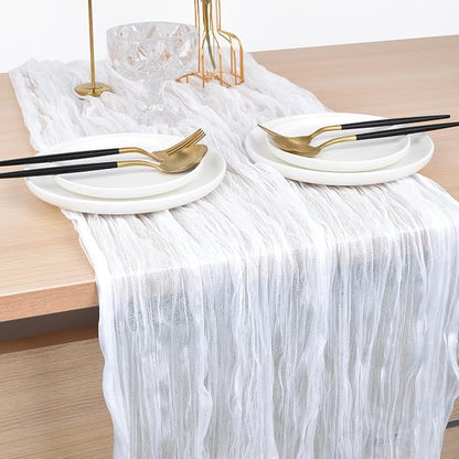 Ivory Cheesecloth Table Runner Cheese Cloth Wedding Birthday Party Decor | 10Ft - Image 5