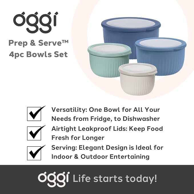Oggi Set of 4 Prep, Store & Serve Plastic Bowls - Image 7