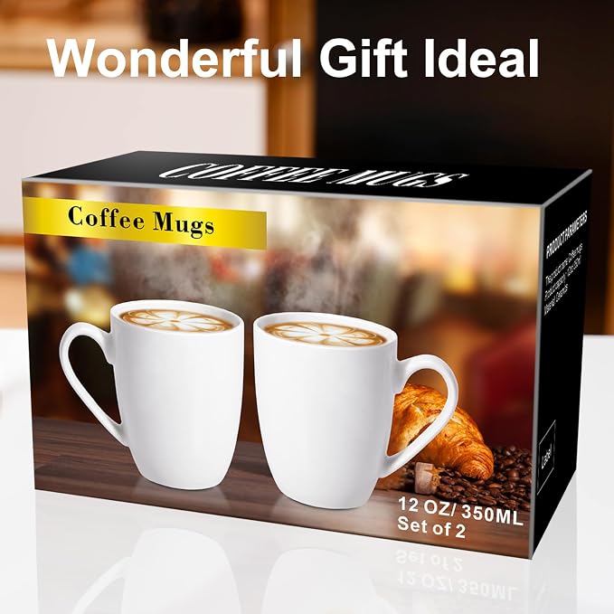 PARACITY Coffee Mug Ceramic, Large Coffee Cups Ceramic Set of 2, 12 OZ White - Image 7