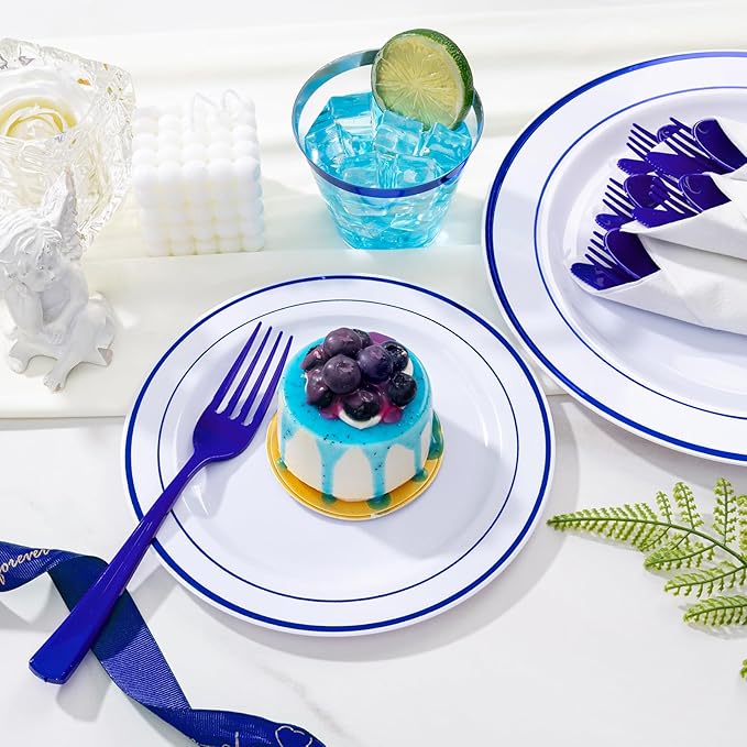 WELLIFE 700 Pcs Blue Plastic Plates - Image 3