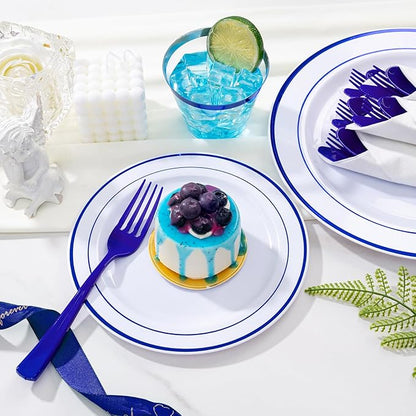WELLIFE 700 Pcs Blue Plastic Plates - Image 3