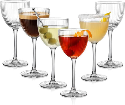 Physkoa Nick and Nora Cocktail Glasses Set of 6-5 oz 100% Lead-Free Crystal by Physkoa