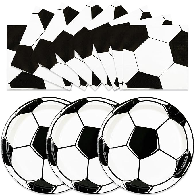 50PCS Soccer Plates and Napkins, 7inch Disposable Tableware Set | Soccer Themed by Unknown