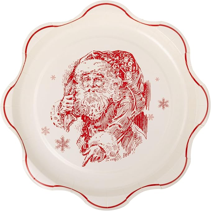 My Mind's Eye Red Vintage Line Art Paper Plates – 8″×8″, 9 Count Holiday - Image 4