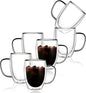 CNGLASS 6 Pack Double Walled Glass Coffee Mugs，12oz Clear Coffee Cups by CNGLASS