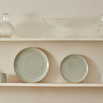 Bico Light Sage Green 10 inch Stoneware Dinner Plates Set, Set of 4, Microwave and Dishwasher Safe, for Main Course, Steak, Pasta