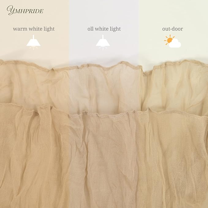 YMHPRIDE 12 Pack Cheesecloth Table Runner 35x120in Beige Table Runner | Boho - Image 5