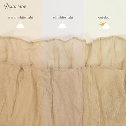 YMHPRIDE 12 Pack Cheesecloth Table Runner 35x120in Beige Table Runner | Boho - Image 5