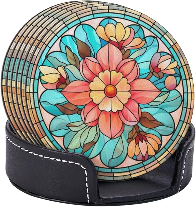 Floral Coasters For Drinks, Floral Decor Bar Drink Coasters For Coffee Table - Image 2