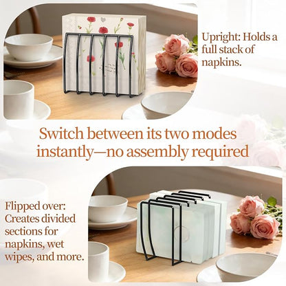 Reversible Napkin Holder for Table Black | 2-in-1 Gold Metal Cocktail Napkin - Image 6