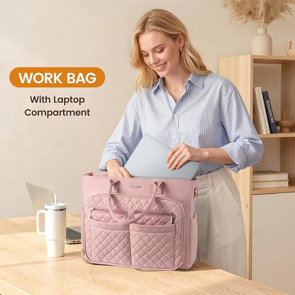 LOVEVOOK Tote Bag for Women, Teacher Nurse Work Laptop Bag, Quilted Bible - Image 2
