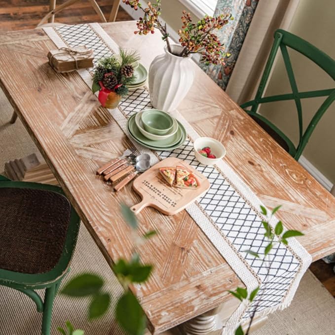 Table Runner, Boho Table Runner Cotton Linen Table Decorations, Farmhouse Table - Image 4
