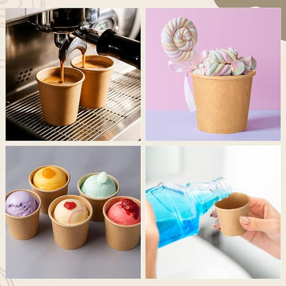 Mini Coffee Cups Disposable Kraft Paper Cups Hot or Cold Beverage Cup Mouthwash - Image 6