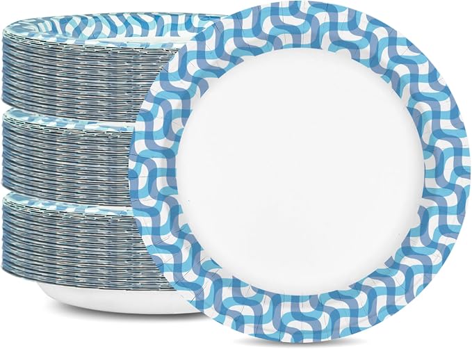 Ginkgo Paper Plates 8.5 inch Bulk 150 Count | Heavy Duty Disposable Medium by HOME