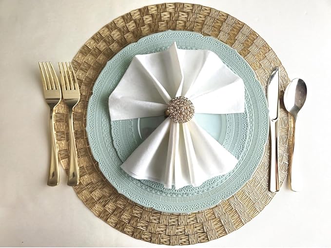 " OCCASIONS " 200pcs set (25 Guests)-Extra Heavyweight Vintage Wedding Disposable/Reusable Plastic Plates -25x 11'' + 25x 8.25''+Silverware+Cups+Napkins (Chateau in Mint)