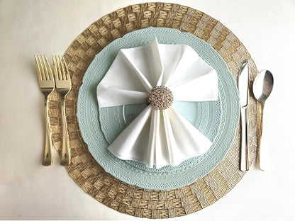 " OCCASIONS " 80 Plates Pack,(40 Guests) Extra Heavyweight Vintage Wedding Disposable/Reusable Plastic Plates 40 x 11'' Dinner + 40 x 8.25'' Salad/Dessert Plate (Chateau in Mint)