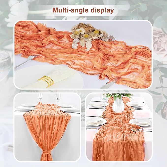 10 Pack Coral Cheesecloth Table Runner 35x120 Inch 10Ft Rustic Gauze Cheese - Image 5