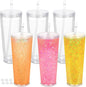 6 Pack 24Oz Snow Globe Tumblers, Double Wall Acrylic Snowglobe Cup by Micellwuu
